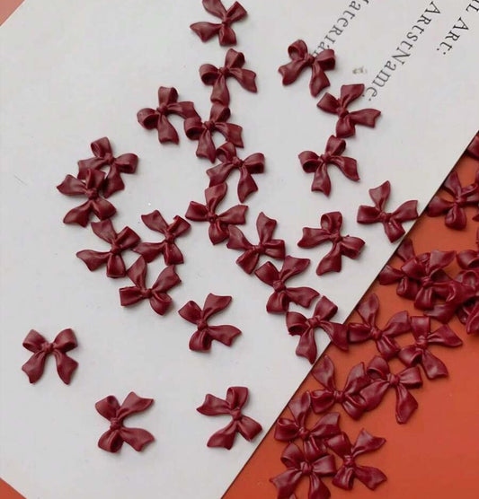 3D Bows Nail Art - Deep Red - 50 Pcs