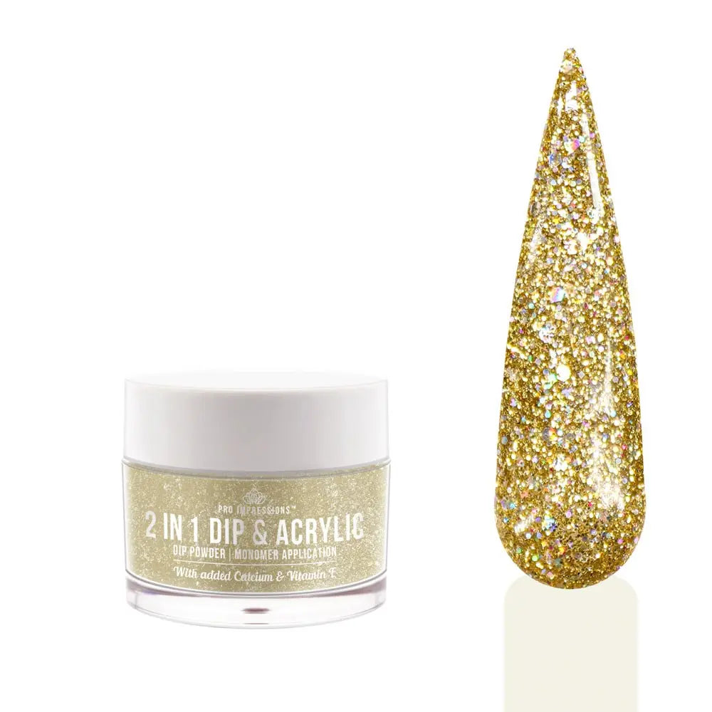 2 In 1 Dip & Acrylic Powder - No.10 Gold Glitter - 30g