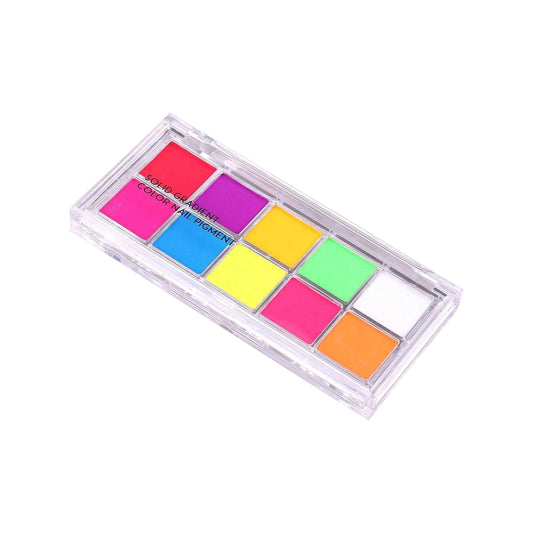 10 Neon Colour Ombre Pressed Pigment Nail Powder Palette