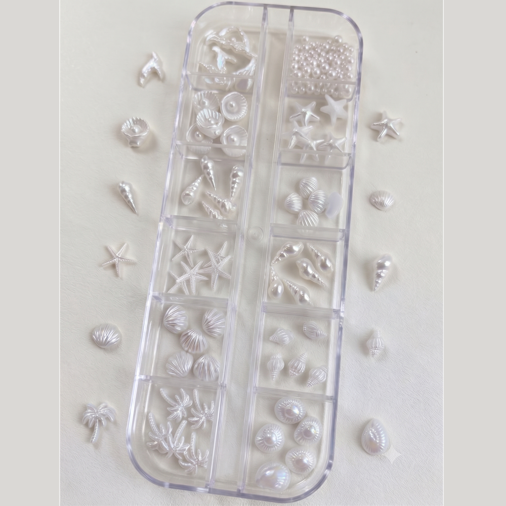 3D Pearl Starfish & Shells Nail Art