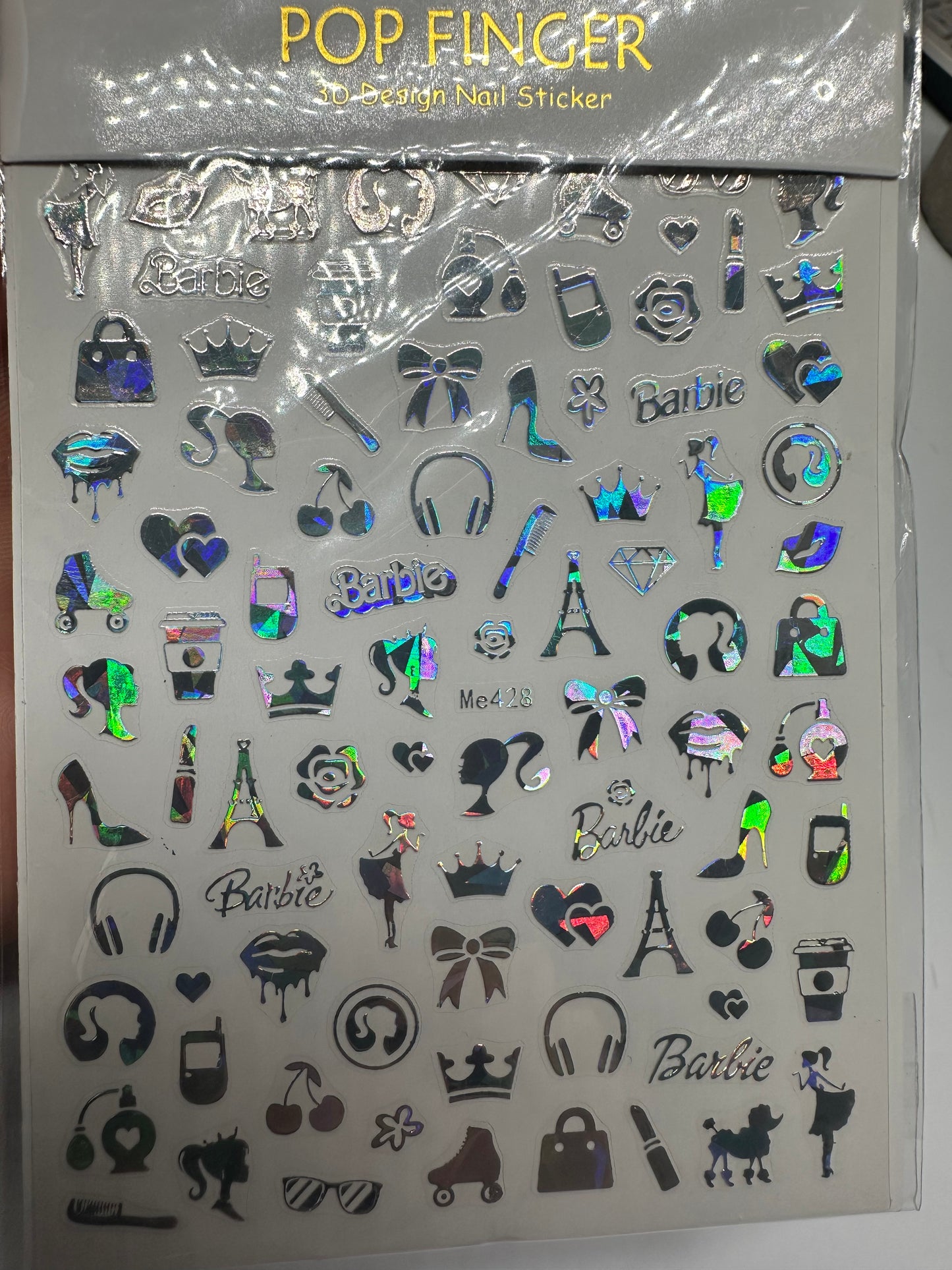 Nail Art Stickers - Holographic Barbie ME428