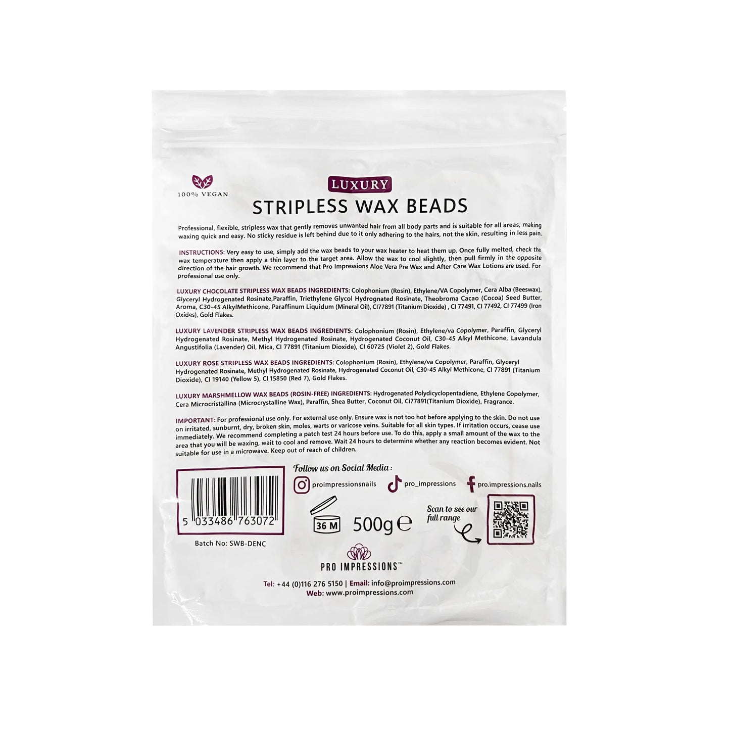 Luxury Stripless Wax Beads - Rose Gold - 500g