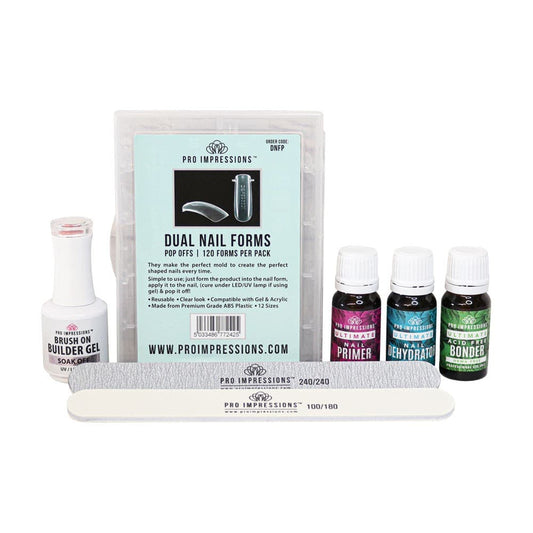 Brush on Builder Gel, Pop Off Forms Starter Kit