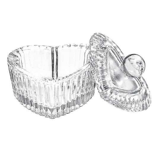 Glass Dappen Dish With Lid -  (Heart Shaped)