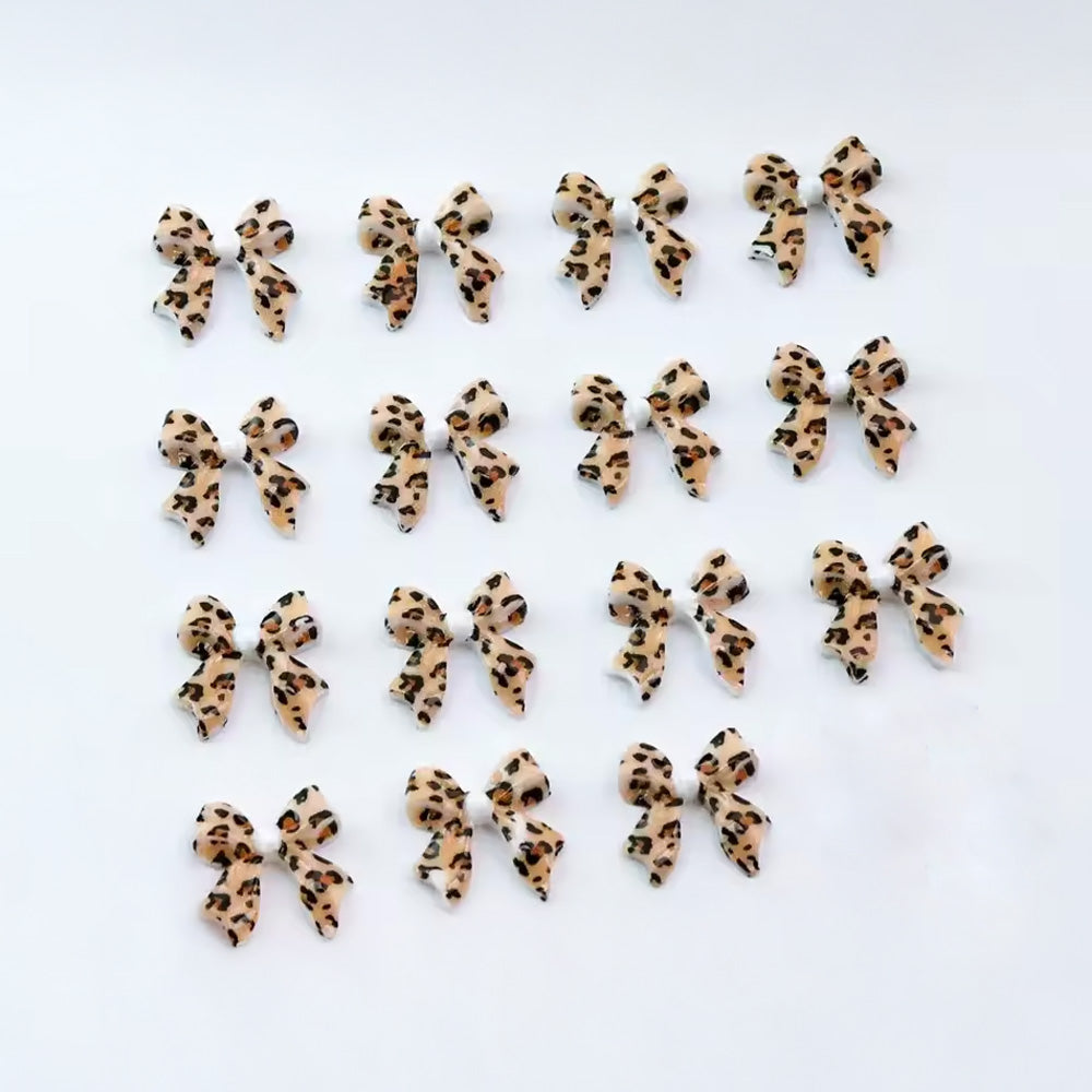 3D Bows Nail Art - Leopard Print - 30 Pack