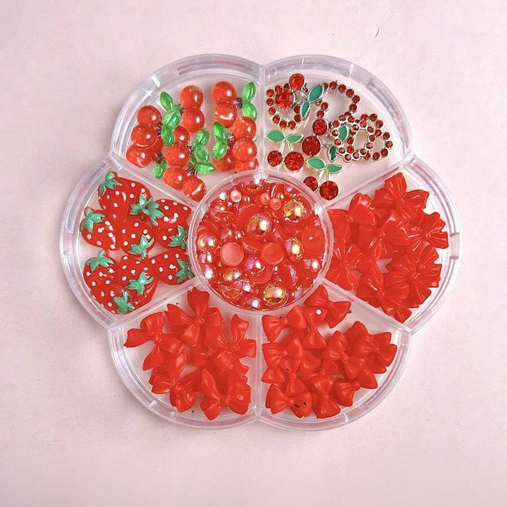 3D Mixed Red Nail Art