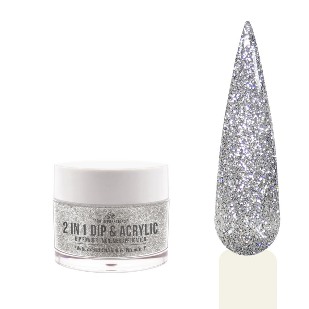 2 In 1 Dip & Acrylic Powder - No.16 Silver Glitter - 30g