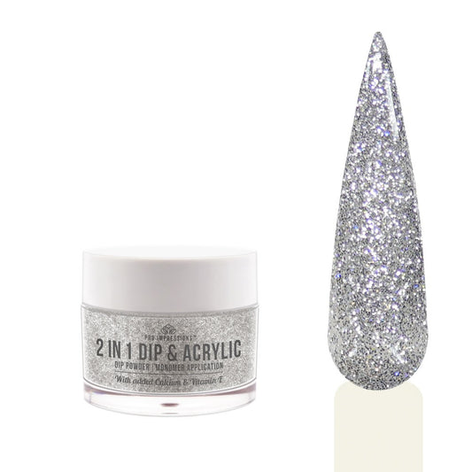 2 In 1 Dip & Acrylic Powder - No.16 Silver Glitter - 30g