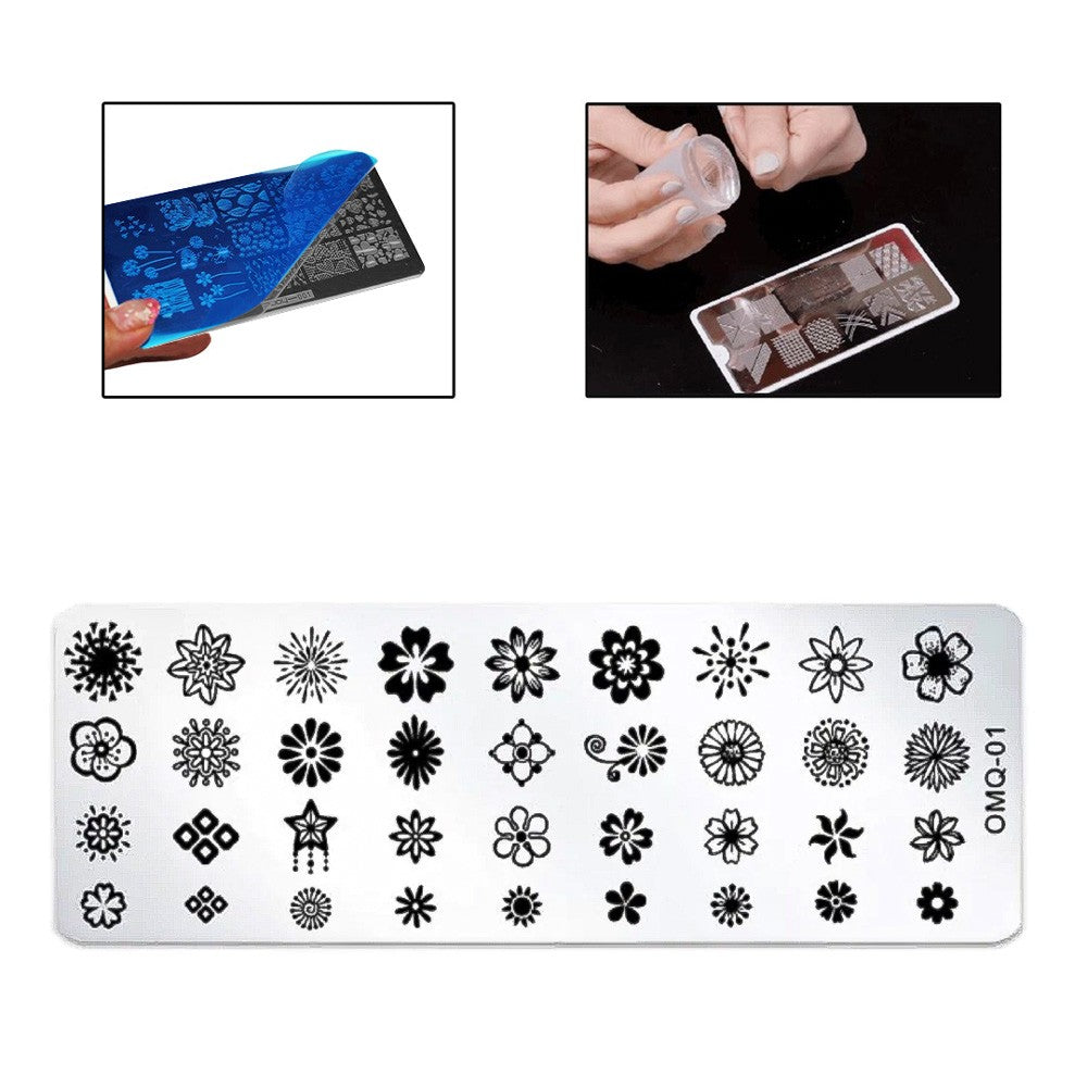 Stamping Nail Art Plate - OMQ-01 (Flower Theme)
