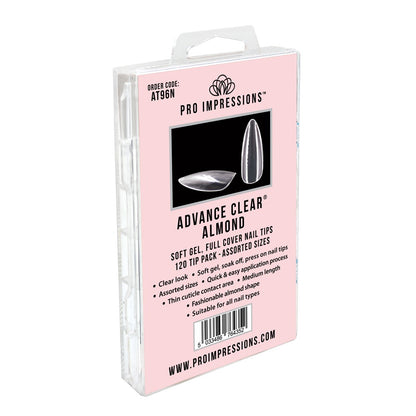 Advance Clear® Almond, Soft Gel, Full Cover, Press on Nail Tips