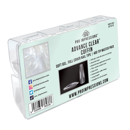 Advance Clear® Coffin Soft Gel, Full Cover, Press on Nail Tips