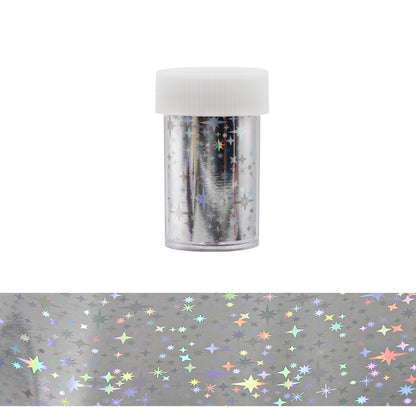 Nail Art Transfer Foil - Holographic Silver Stars