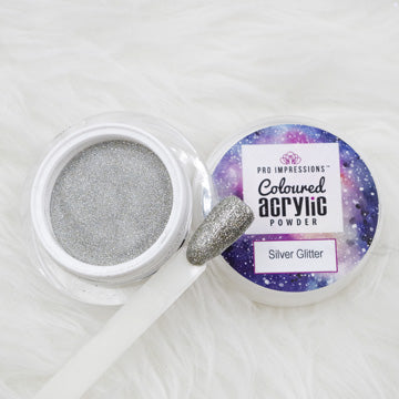 Silver Glitter Coloured Acrylic Powder - 10g