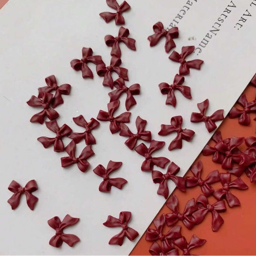 3D Bows Nail Art - Deep Red - 50 Pcs