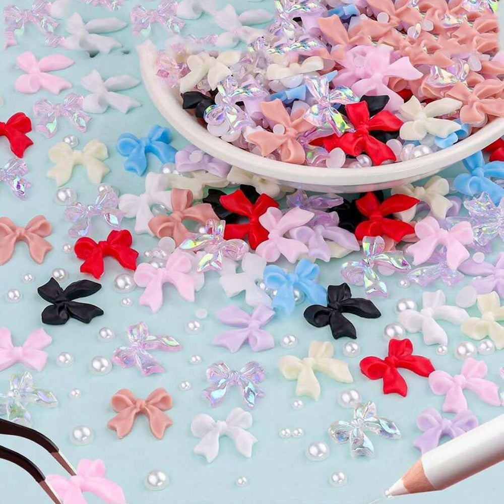 3D Mixed Bows & Pearls Nail Art - 300 Piece Kit