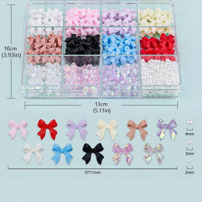 3D Mixed Bows & Pearls Nail Art - 300 Piece Kit