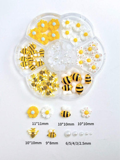 3D Bees & Flowers Nail Art