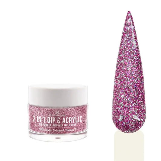 2 In 1 Dip & Acrylic Powder - No.11 Champagne Pink Glitter - 30g