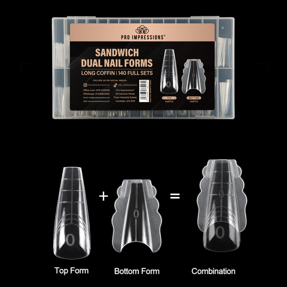 Long Coffin Sandwich Dual Nail Forms - Pop-Offs - No.47