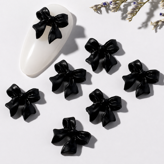 3D Bows Nail Art - Black - 50 Pcs