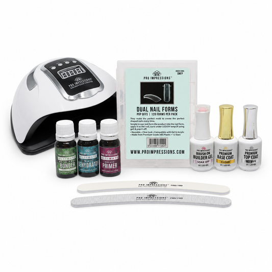 10pc Brush on Builder Gel with lamp, Pop Off Forms Starter Kit