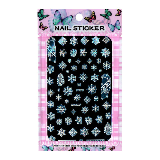 Nail Art Stickers - Holographic Silver Snow Flakes F999