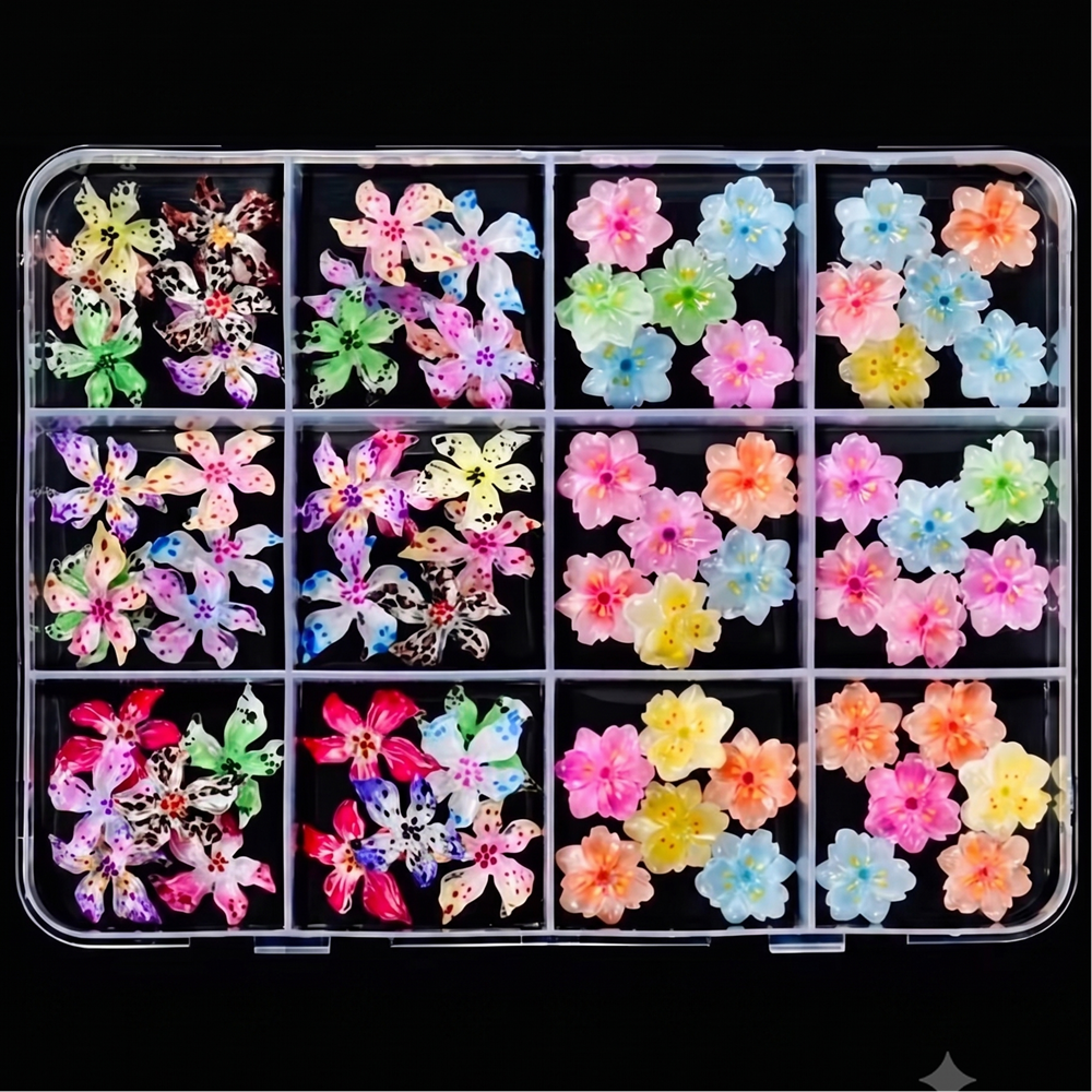 3D Flowers Designs Nail Art - 72 pcs