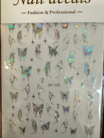 Nail Art Stickers - Holographic Butterflies - DH489