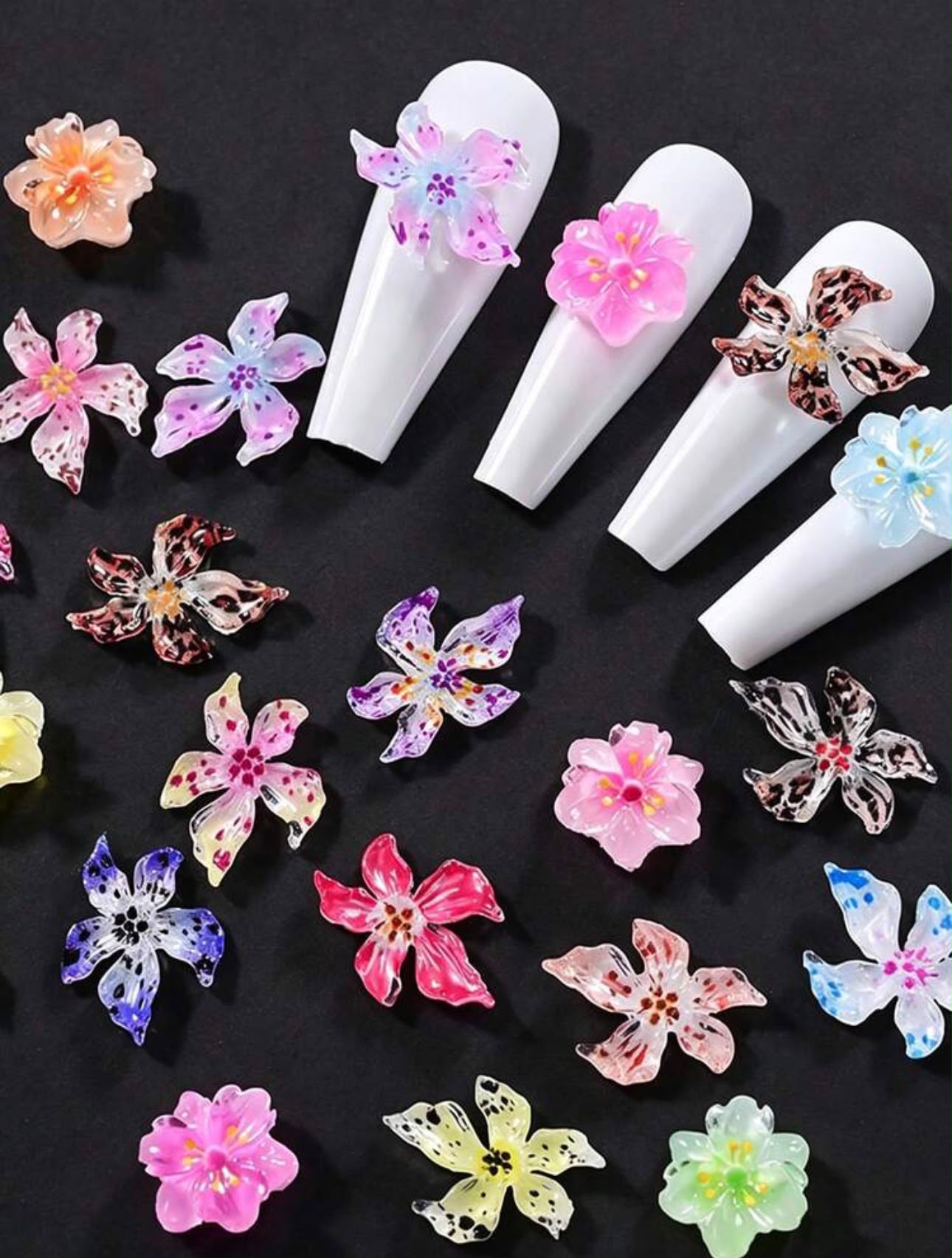 3D Flowers Designs Nail Art - 72 pcs