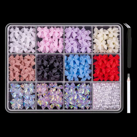 3D Mixed Bows & Pearls Nail Art - 300 Piece Kit