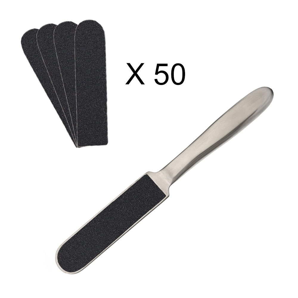 Stainless Steel Foot File (with 50 Refill Filling Pads)