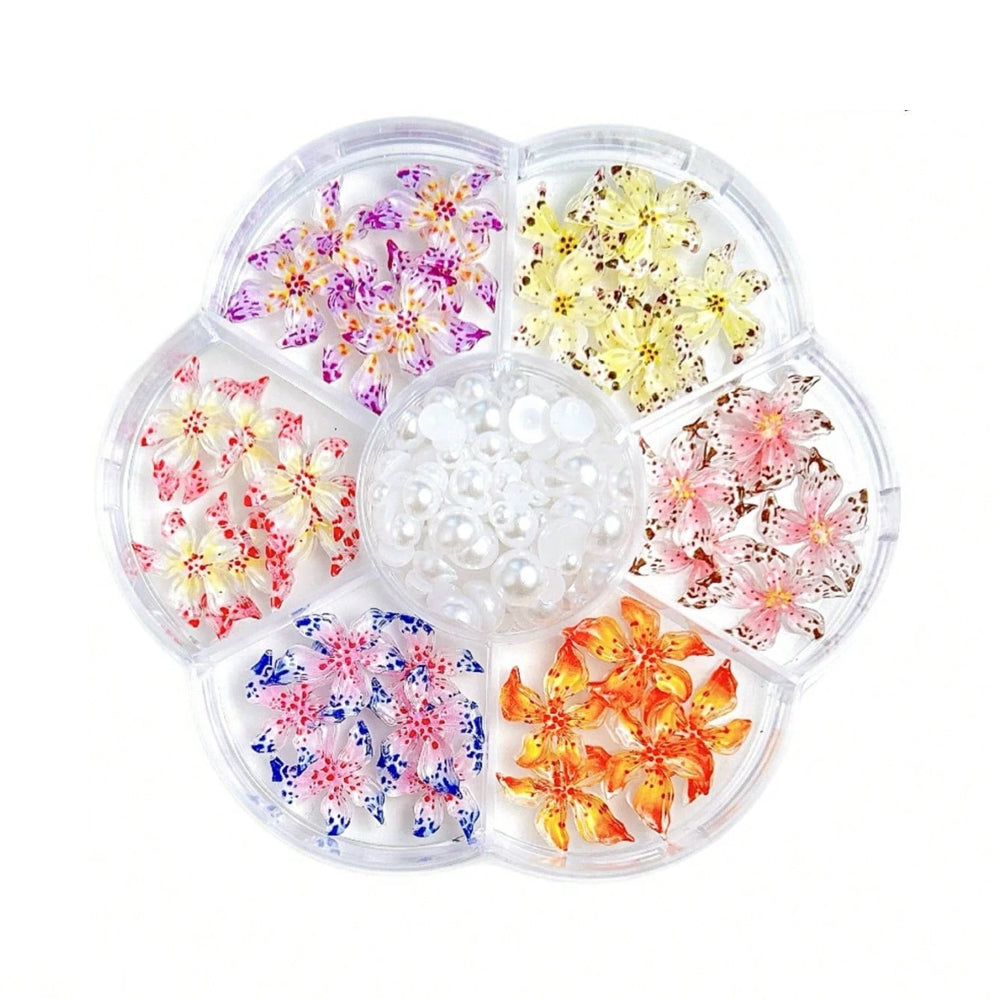 3D Flowers & Pearls Nail Art - 60 pack