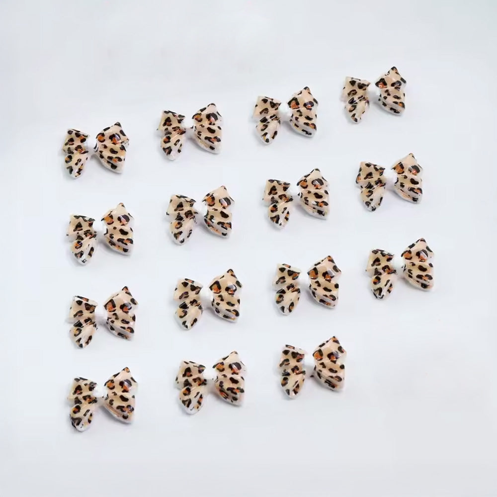 3D Bows Nail Art - Leopard Print