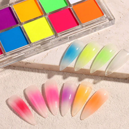 10 Colour Ombre Pressed Pigment Nail Powder Palette