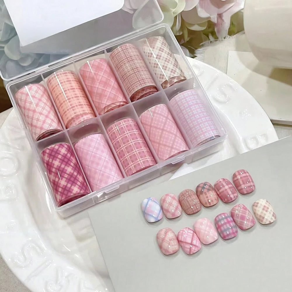Nail Transfer Foils - Pink Plaid