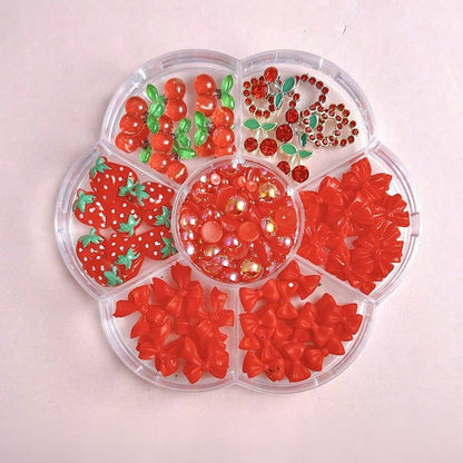 3D Mixed Red Nail Art