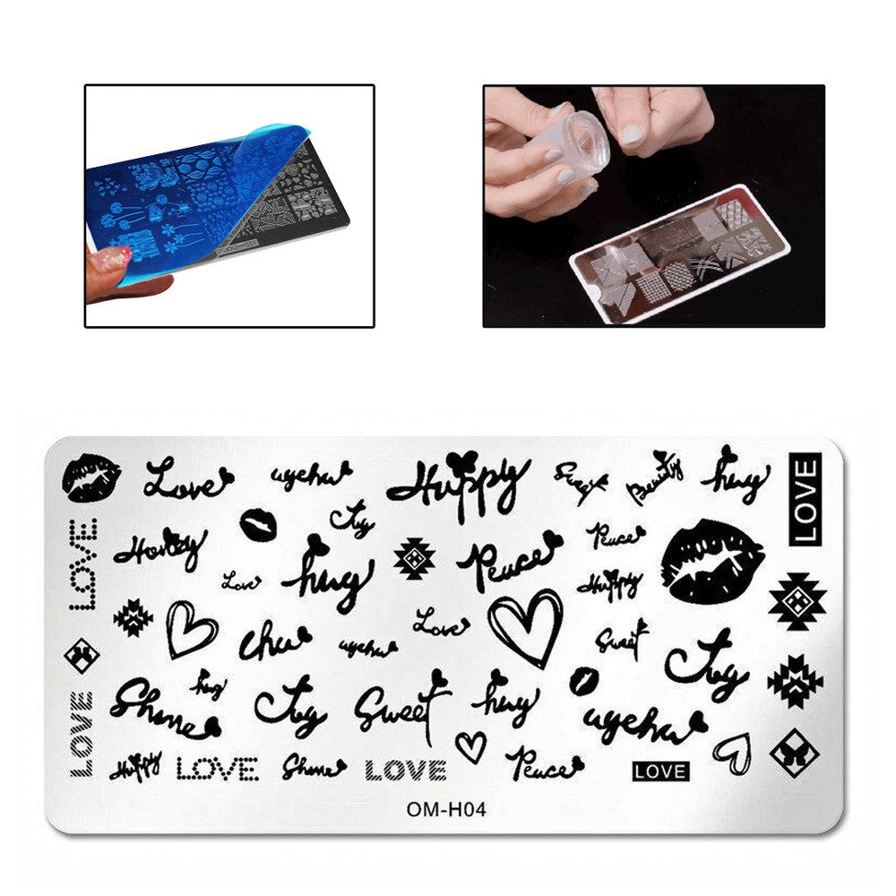 Stamping Nail Art Plate - OM-H04 (Love Theme)