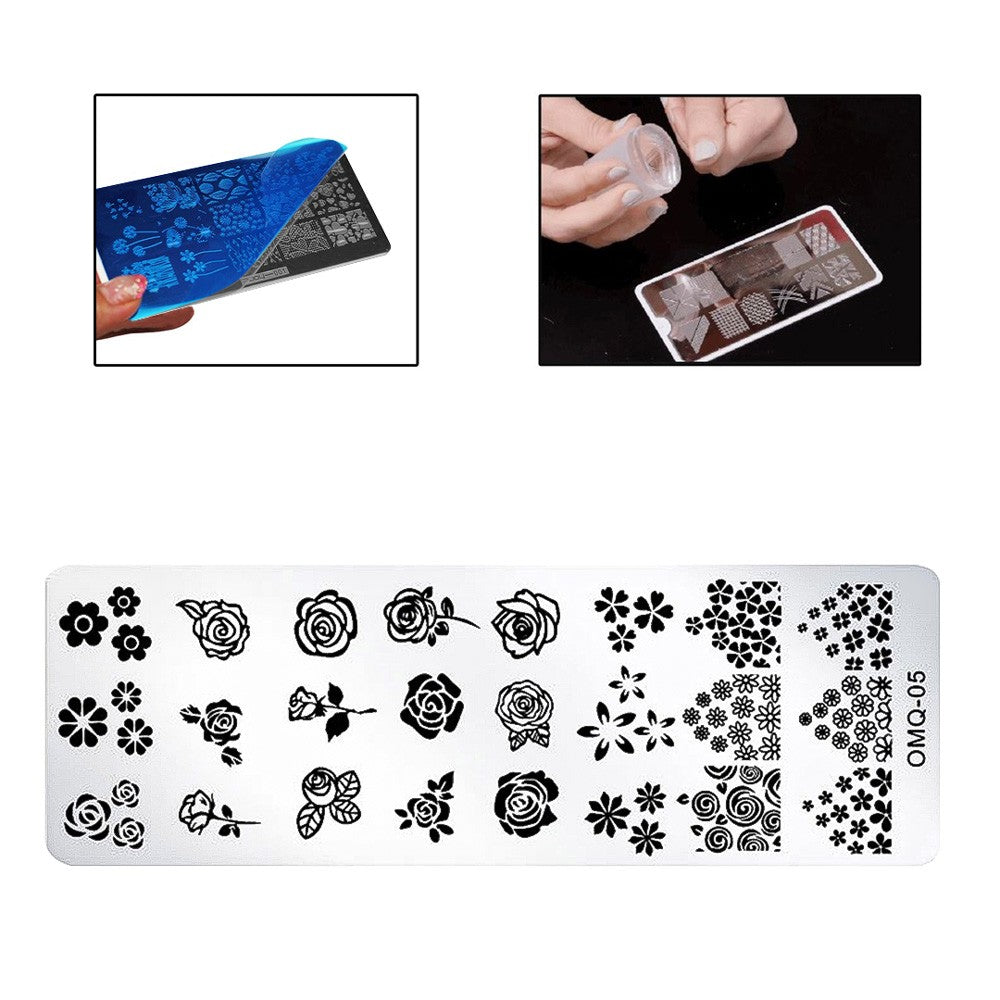 Stamping Nail Art Plate - OMQ-05  (Rose Theme)