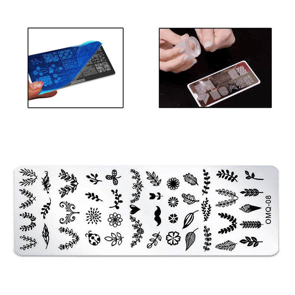 Stamping Nail Art Plate - OMQ-08 (Leaf Theme)