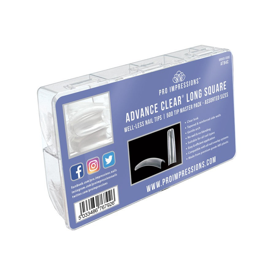 Advance Clear® Long Curved Square Nail Tips