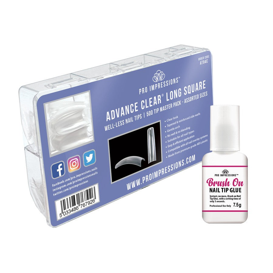 Advance Clear® Long Curved Square Nail Tips
