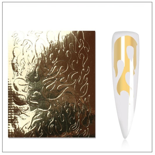 Flame Nail Stickers - Gold